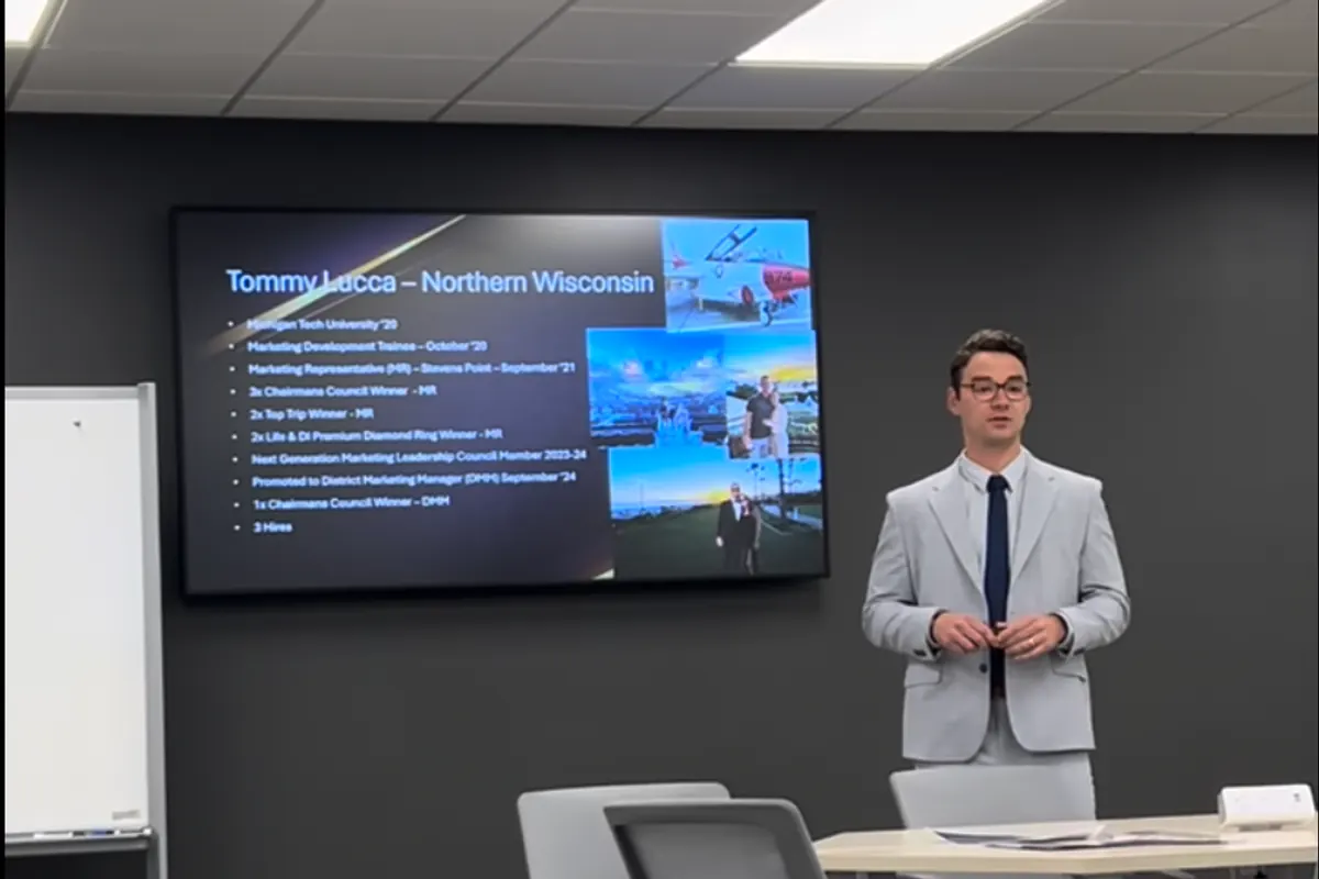 A speaker presenting to a UWSP AMA chapter meeting.